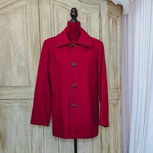 💖Red Wool Blend London Fog Coat